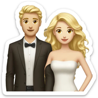 blonde guy, brunette girl couple sticker