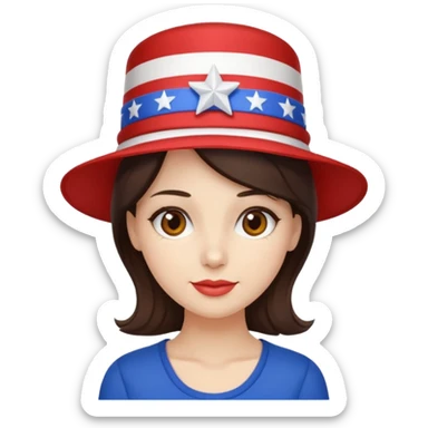 4th of july brunette woman sticker