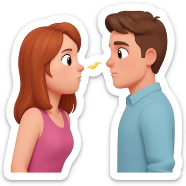 Girlfriend farting on boyfriend sticker