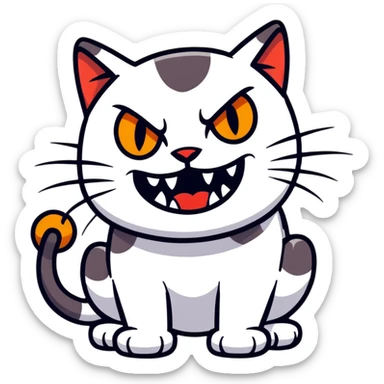 mad cat with fiery eyes and showing teeth sticker