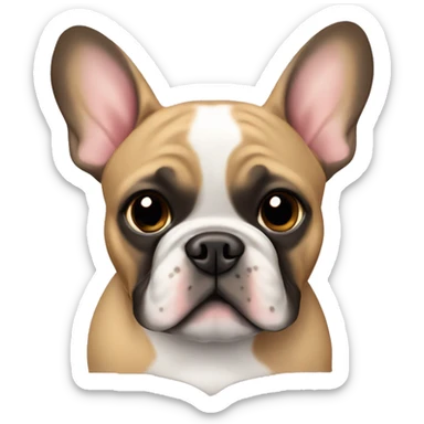 Black and tan colored French bulldog hearts around sticker