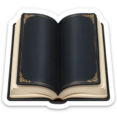 open black book with white pages sticker