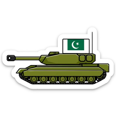 Pakistani military tank with Pakistan flag colors sticker