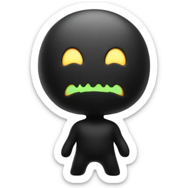 Make me a 3D emoji that expresses the strength of the strong body of the young ghost. The image of the ghost in black and neon sticker