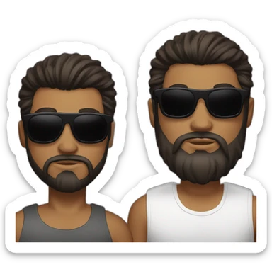 brown guy with black backslick hair and space sunglasses adn and dj headset and thicc beard sticker