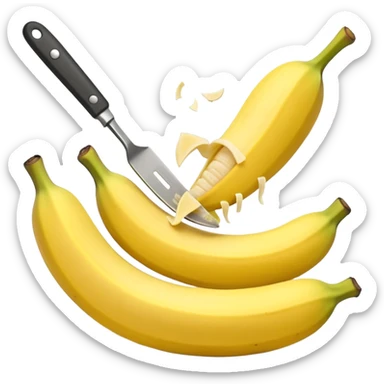 A peeled-off banana being chopped in small banana slices sticker