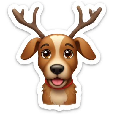 Cute Rudolph the deer with a brown furry dog sticker