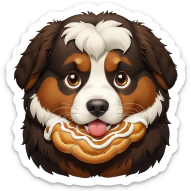 bernese mountain dog eating kannelbullar sticker