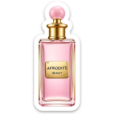 rectangle perfume light pink liquid gold cylinder cap written AFRODITE by YASMIN BEAUTY sticker