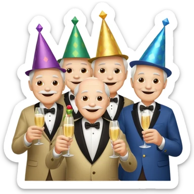 party hatted old men sticker