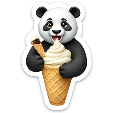 Panda eating ice cream sticker