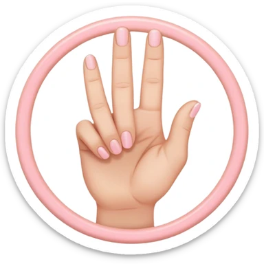 hand gesture with thumb above index finger forming a circle, middle finger and ring finger intertwined, pinky finger slightly spaced out sticker