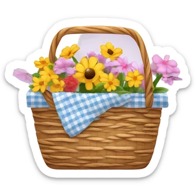 cute picnic basket with flowers sticker