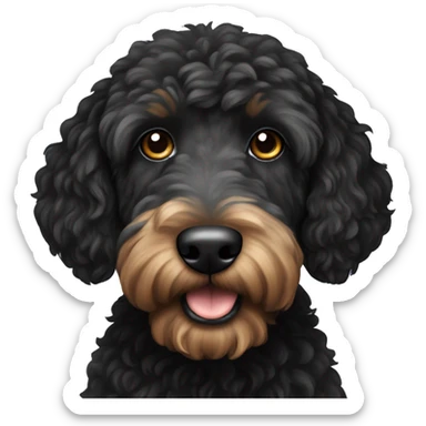 Black golden doodle dog sticker