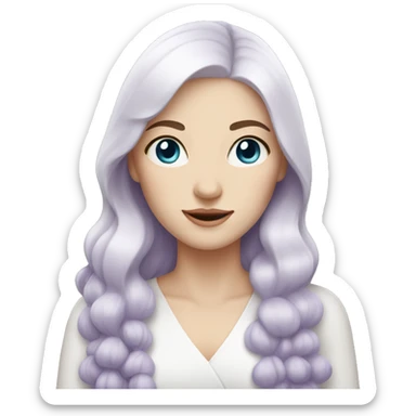 Woman with pale skin, lavender eyes, and white hair sticker