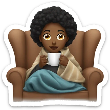 black woman sipping tea in a blanket sticker