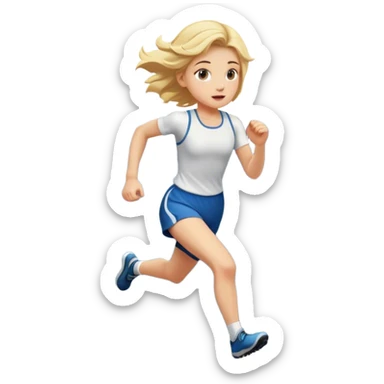 Chica rubia corriendo por la montaña sticker