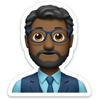 Hombre con cabello con lentes y con traje azul marino cruzado de grazos sticker