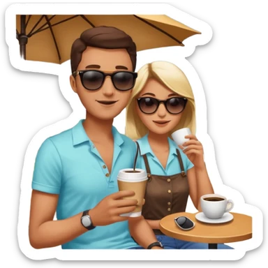People outside a coffee shop on a patio sticker