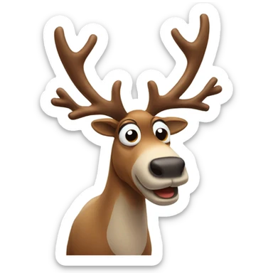 funny stupid looking reindeer  sticker