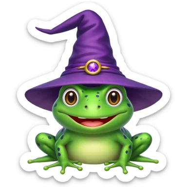 frog wear purple wicth hat sticker
