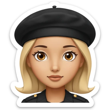 girl wearing a black beret sticker