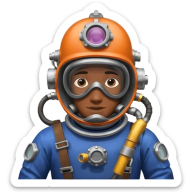 Buceador comercial trabajando, soldando una estructura metalica bajo agua sticker