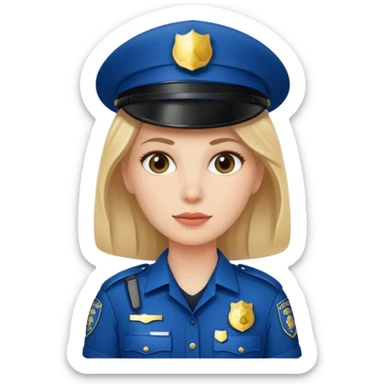 white woman wear police's uniform sticker