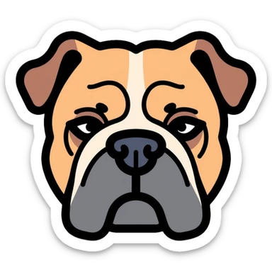 bulldog face with wrinkles sticker