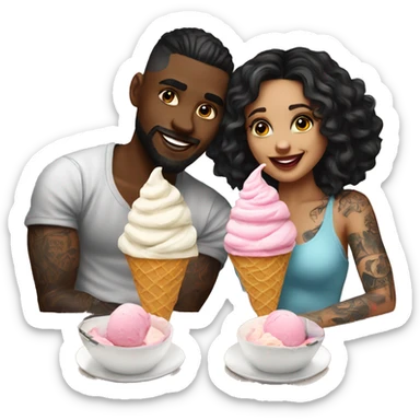 Cute ice cream date for beautiful tattooed couple sticker