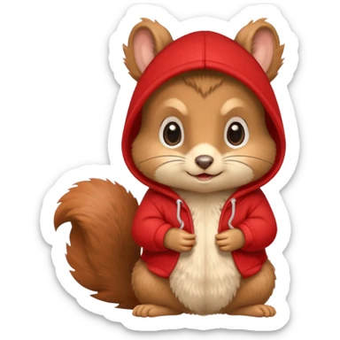 baby squirrel wear red hoodie sticker