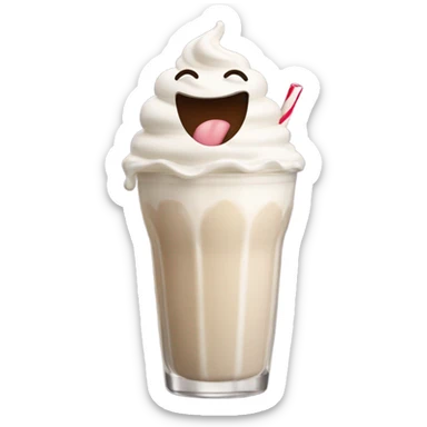 A milkshake as a fast food restaurant mascot with a face, mouth, and eyes sticker