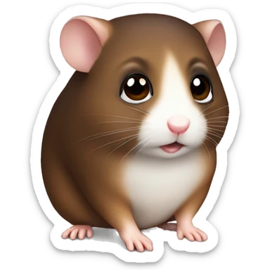 small cute dark brown hamster with cute big eyes  sticker
