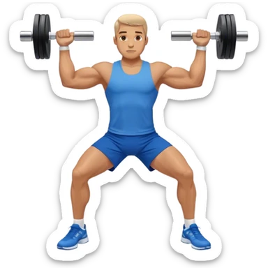 man with blue shorts doing side-lateral raise (T pose) with light dumbbells sticker