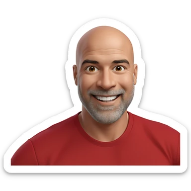 smiling man in red shirt sticker