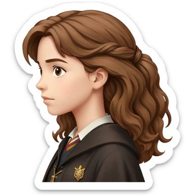 Hermione Granger side profile view with bushy hair sticker