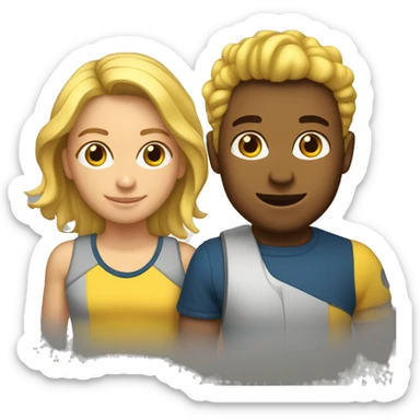 cabelo curto pele branca cabelo amarelo  e menino. sticker