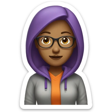  it specialist woman with glasses purple hair orang hoodie sticker