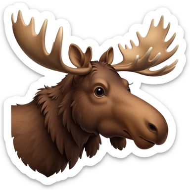 A high-resolution digital illustration of a moose in a clean, semi-realistic style. The moose is shown facing sideways head tilted  sticker