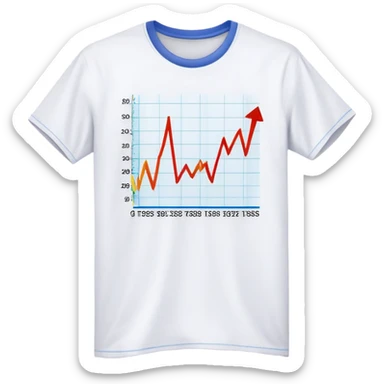 fashion t-shirt in front of a stock market trend line, representing fashion trends like a stock chart sticker