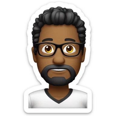 pelo largo liso negro muleca blanca con gafas negras sticker