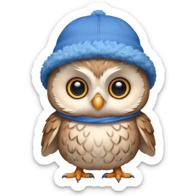 blue hats, baby owl sticker