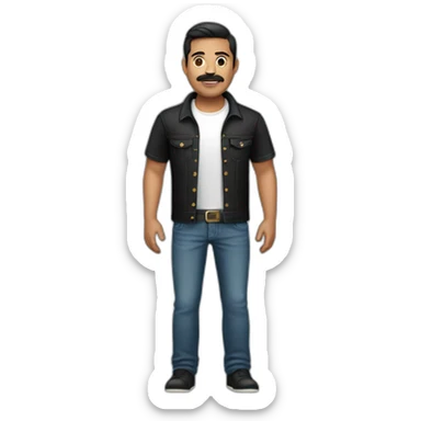 a full body mexican gentleman with black Tshirt and jeans sticker