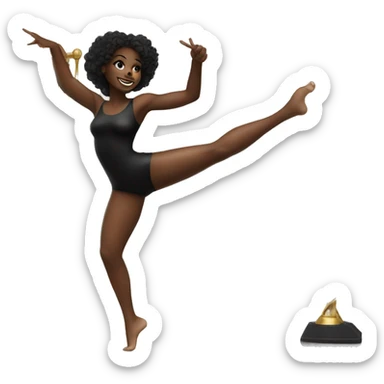 1 Dancing Black girl in black bodysuit with hourglass shape. sticker
