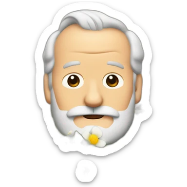 bill murray with flowers in his beard sticker