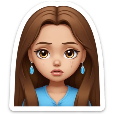 sad pretty bratz baddie, long brown hair sticker