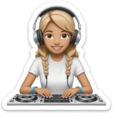 woman dj with setup sticker