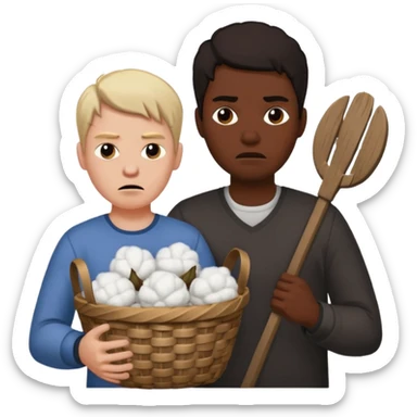 White person whipping black person carrying a basket of cotton sticker