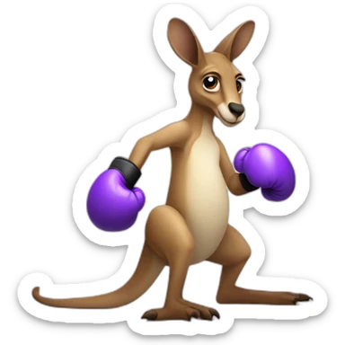 Kangaroo with purple boxing gloves   sticker
