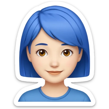 iPhone emoji girl with short blue hair  sticker